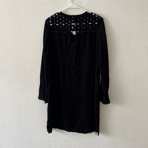 Diane Von Furstenberg DVF Eyelet Black‎ Shift Dress Size 4
